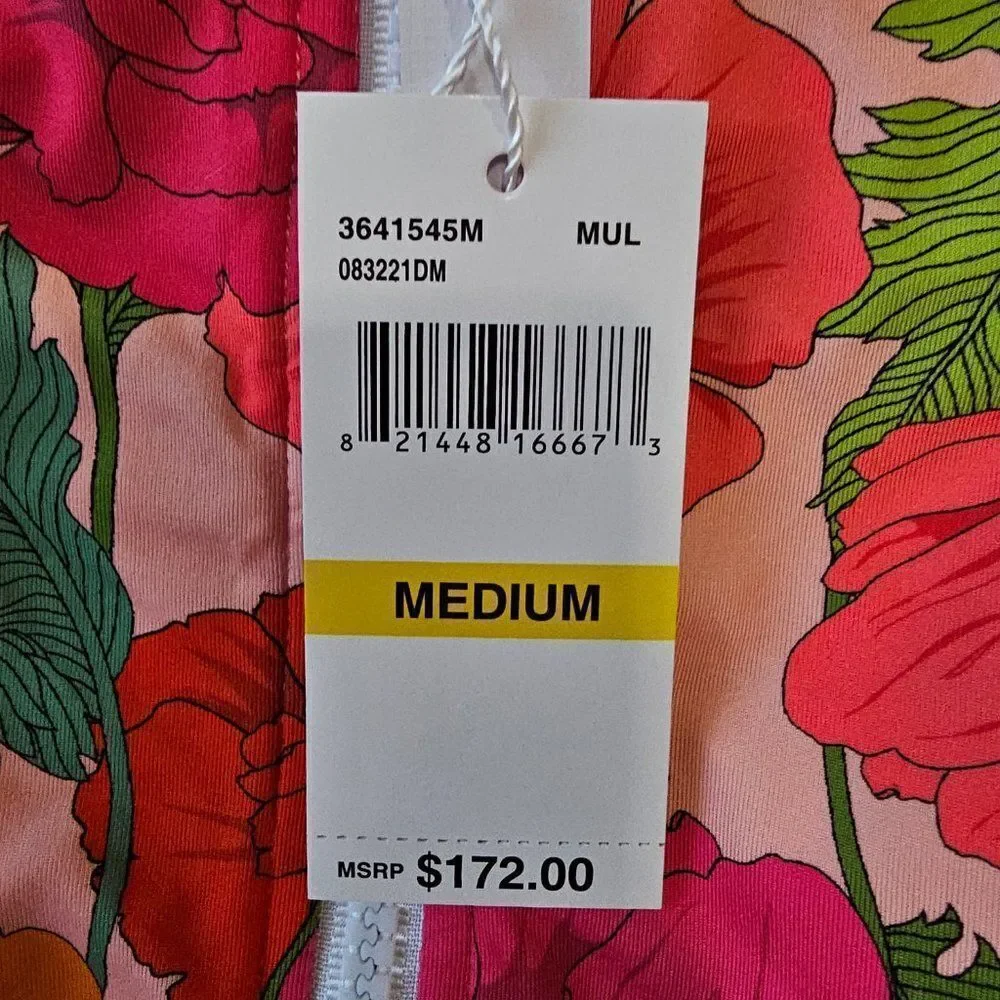 Trina Turk Women's Floral Print Long Sleeves Paddle Suit Swimsuit Size Medium
